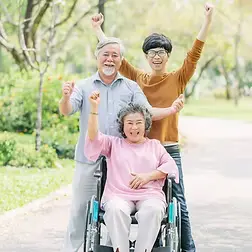 Respite care aide helping senior at home